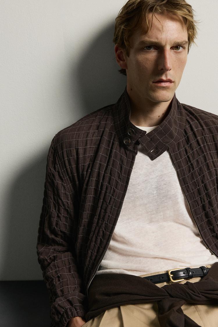 Chaqueta de cuadros de corte cropped 6