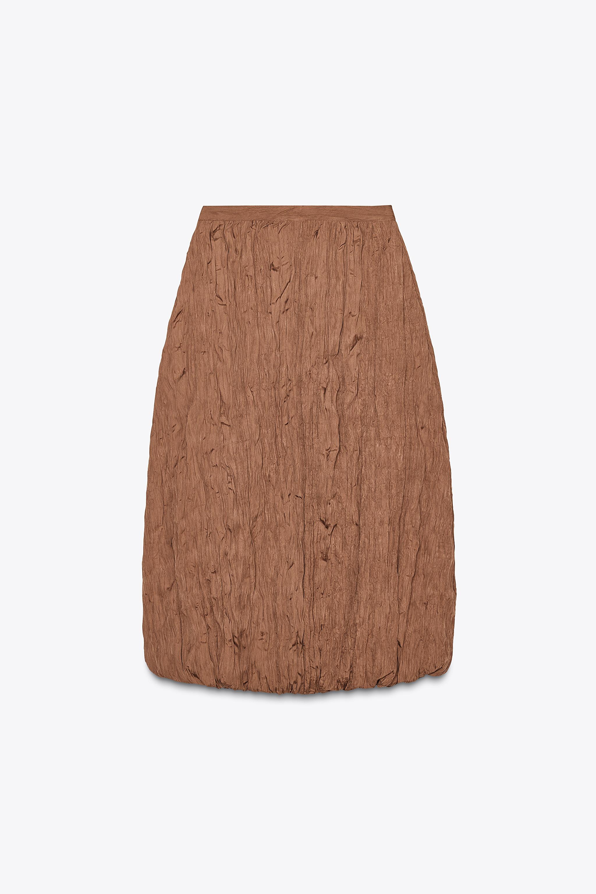 JUPE MIDI BOUFFANTE EFFET PLISSÉ