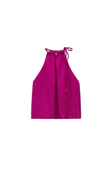 LINEN BLEND HALTER TOP