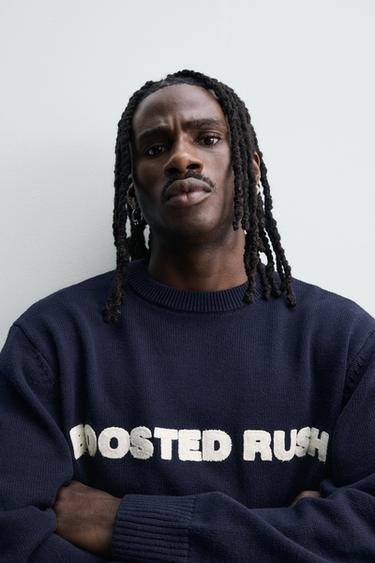 EMBROIDERED TEXT JUMPER - Navy blue by Zara - Image 4