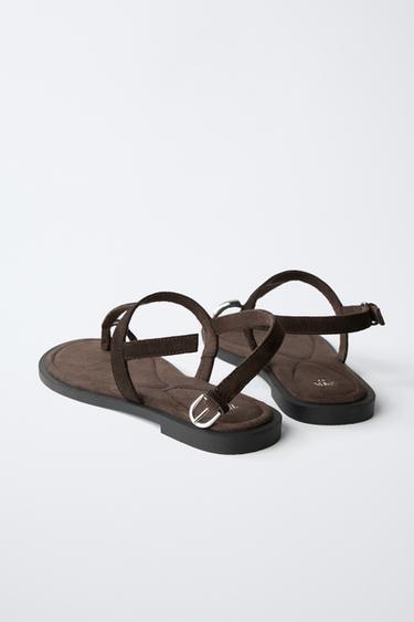 SANDALES EN CUIR - Marron de Zara - Image 4
