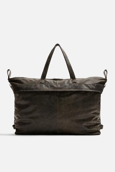 BOLSA DE VIAJE PIEL CRAQUELADA - Negro de Zara