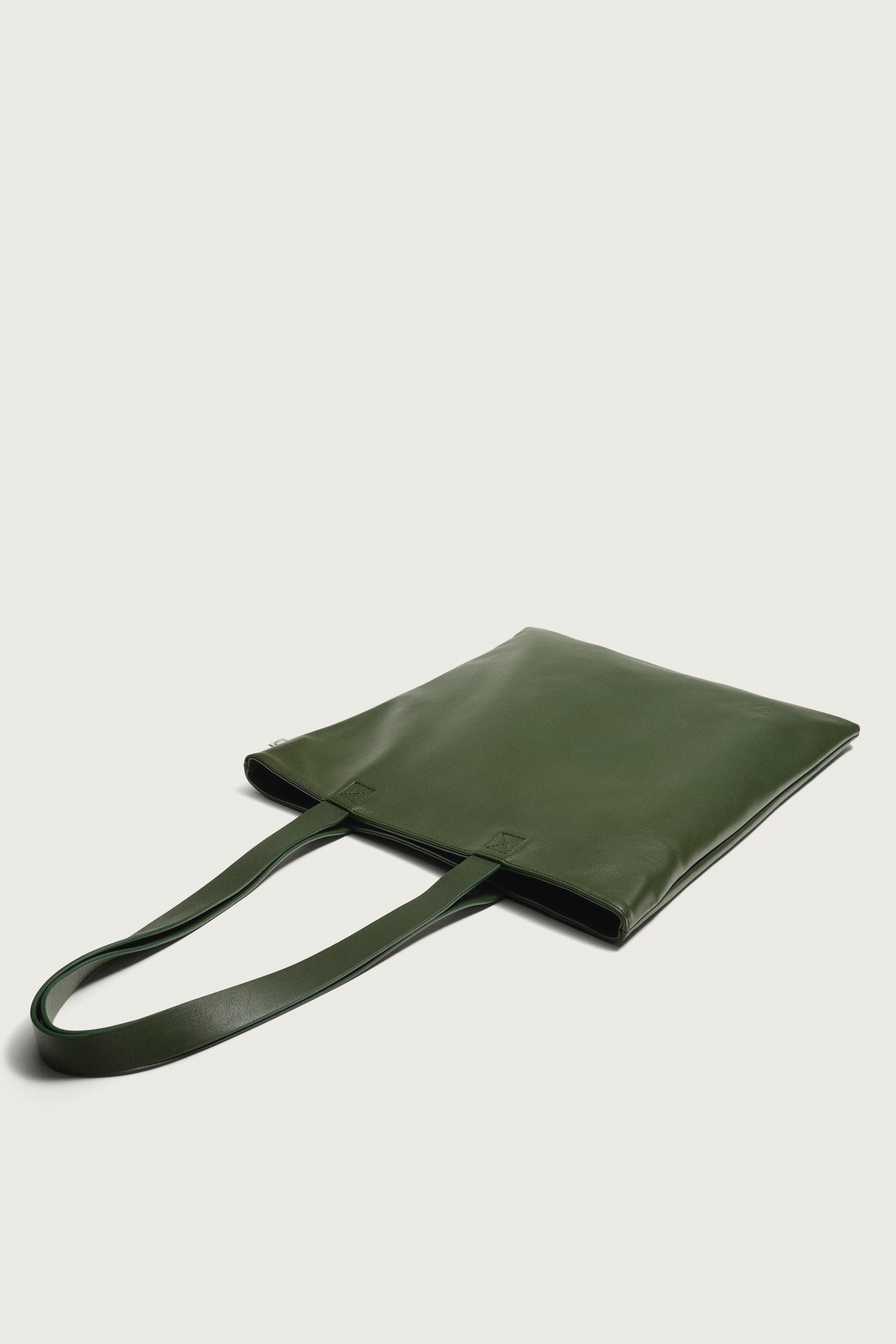LEATHER SHOPPER BAG — Green