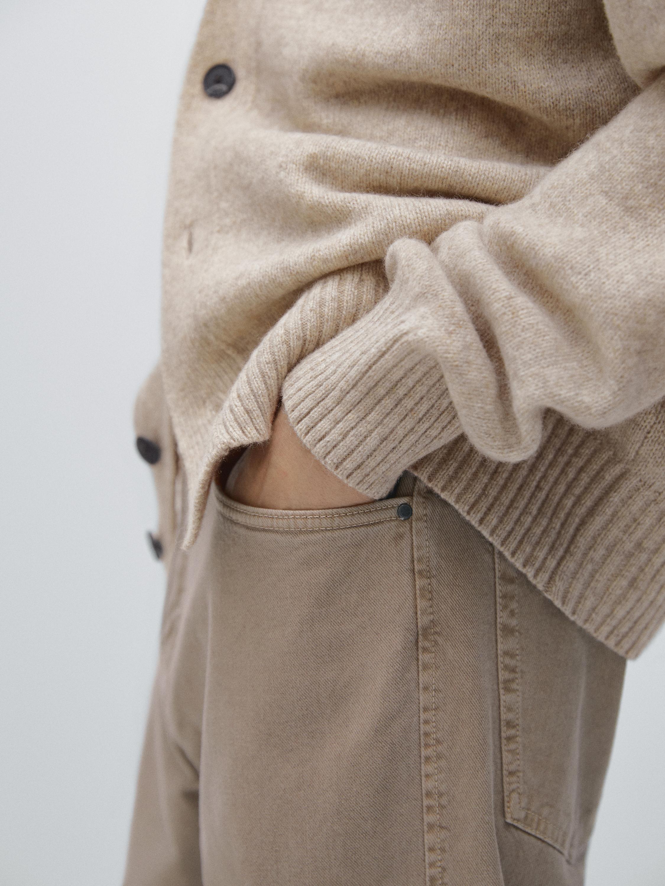 Wool blend V-neck knit cardigan