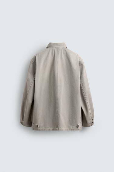 RELAXED FIT WASHED JACKET WITH POCKETS - Grey / Blue by Zara - Image 8