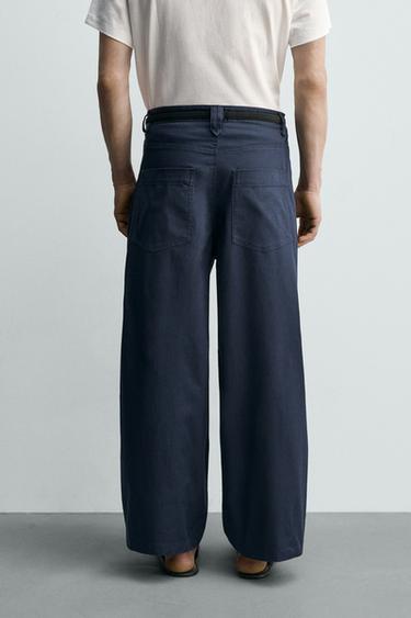 PANTALON WIDE FIT CROPPED - Bleu marine de Zara - Image 2