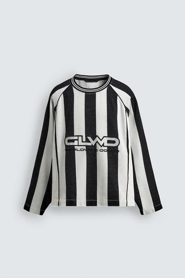 CAMISETA ESTRUCTURA JACQUARD RAYAS - Blanco / Negro de Zara