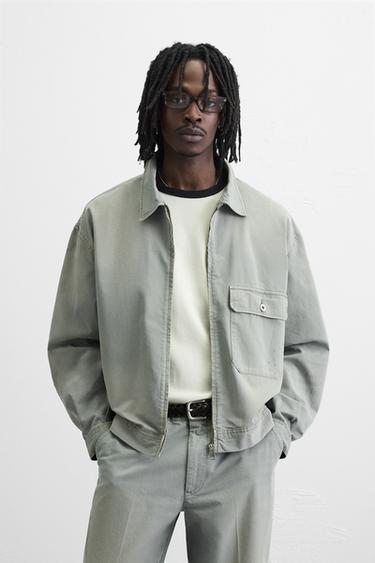 VINTAGE-EFFECT PRINT WASHED JACKET - Grey by Zara - Image 1