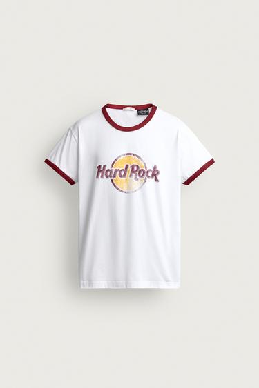Zara CONTRAST HARD ROCK INTERNATIONAL© T-SHIRT - White