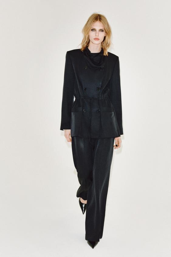 Zara ZW COLLECTION FLARE PANTS - Navy blue - Image 0