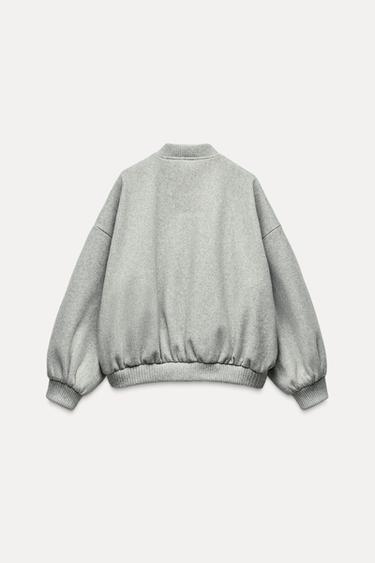 SOFT OVERSIZE BOMBER JACKET - Grey by Zara - Image 7