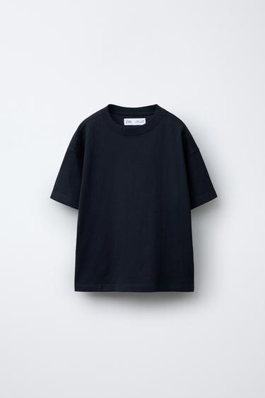 Zara MEDIUM WEIGHT BASIC T-SHIRT - Navy blue - Image 0