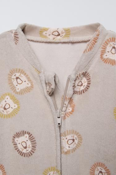 0-24 MONTHS/ VELOUR LION CUB SLEEPSUIT - camel by Zara - Image 2