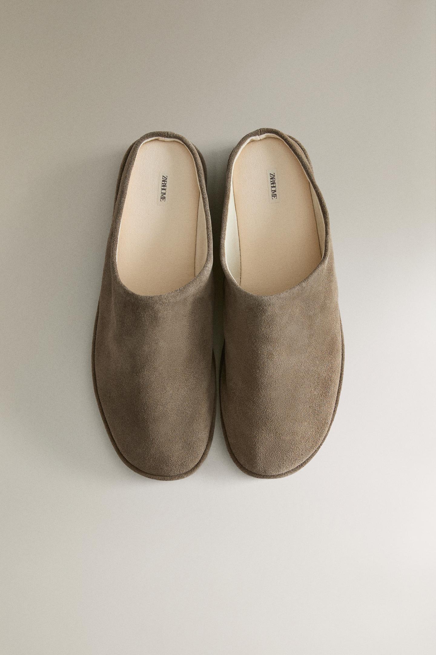 Женские сабо Zara Split Suede Mule Slippers, цвет: Хаки зелёный — фото 3