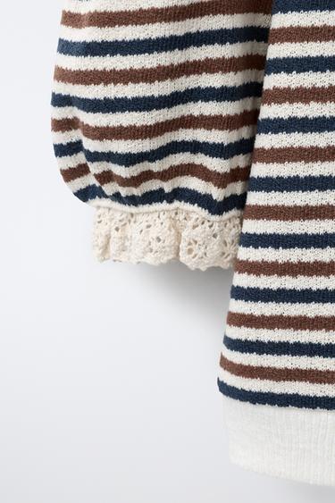 STRIPED CARDIGAN - Brown Stripes by Zara - Image 3