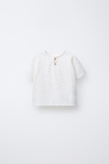 CAMISETA PANADERO TEXTURA COMBINADA - Blanco roto de Zara