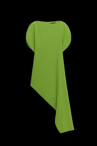 ROBE ASYMÉTRIQUE ZW COLLECTION - Vert de Zara