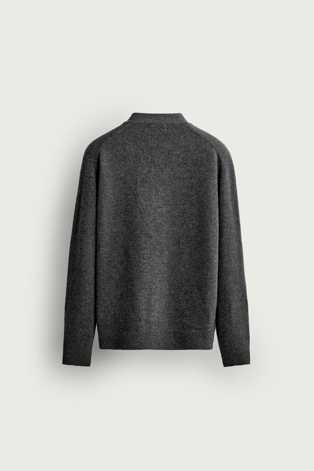 WOOL BLEND REGULAR FIT CARDIGAN — Gray marl