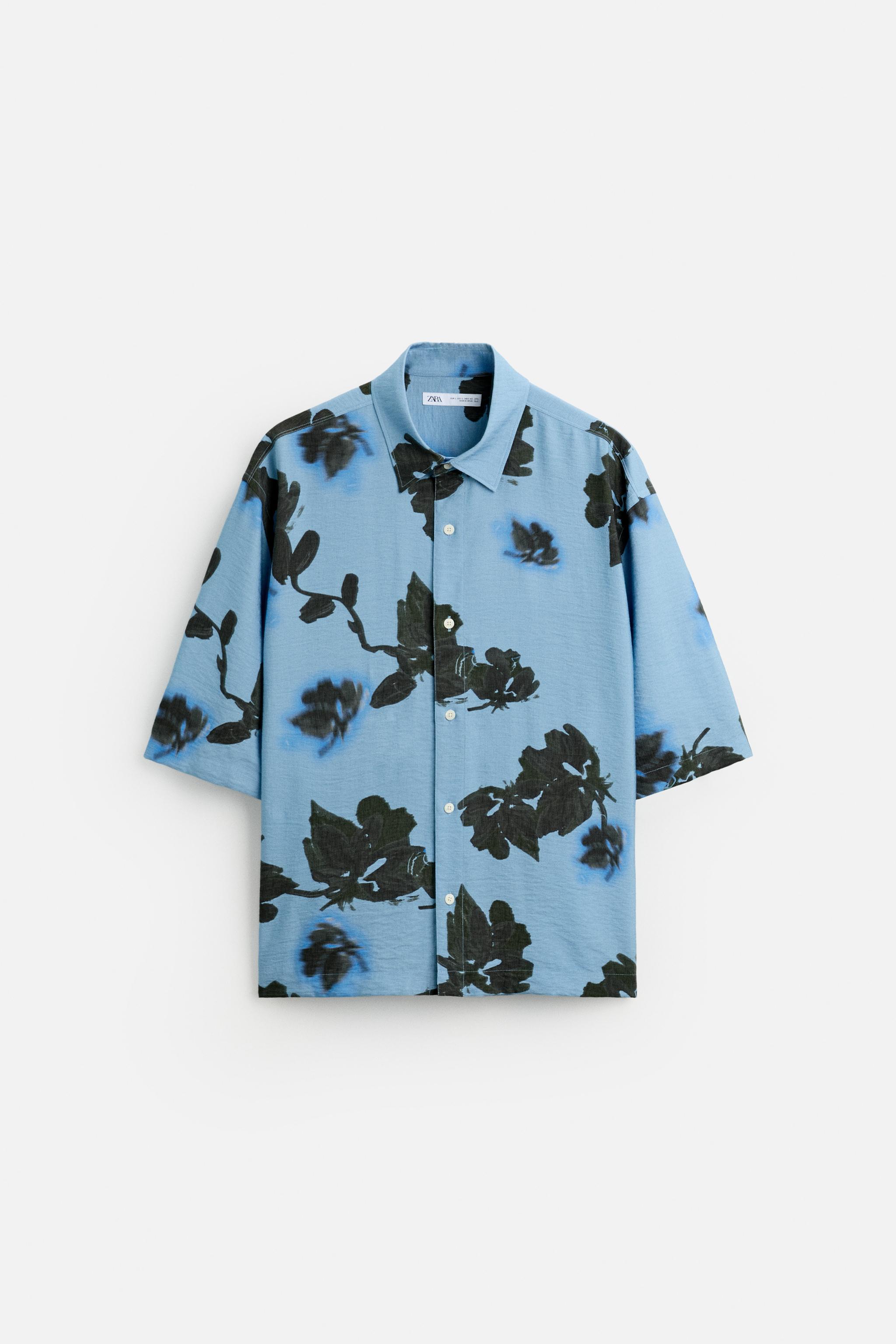 FLORAL PRINT SHIRT - Sky blue | ZARA Australia