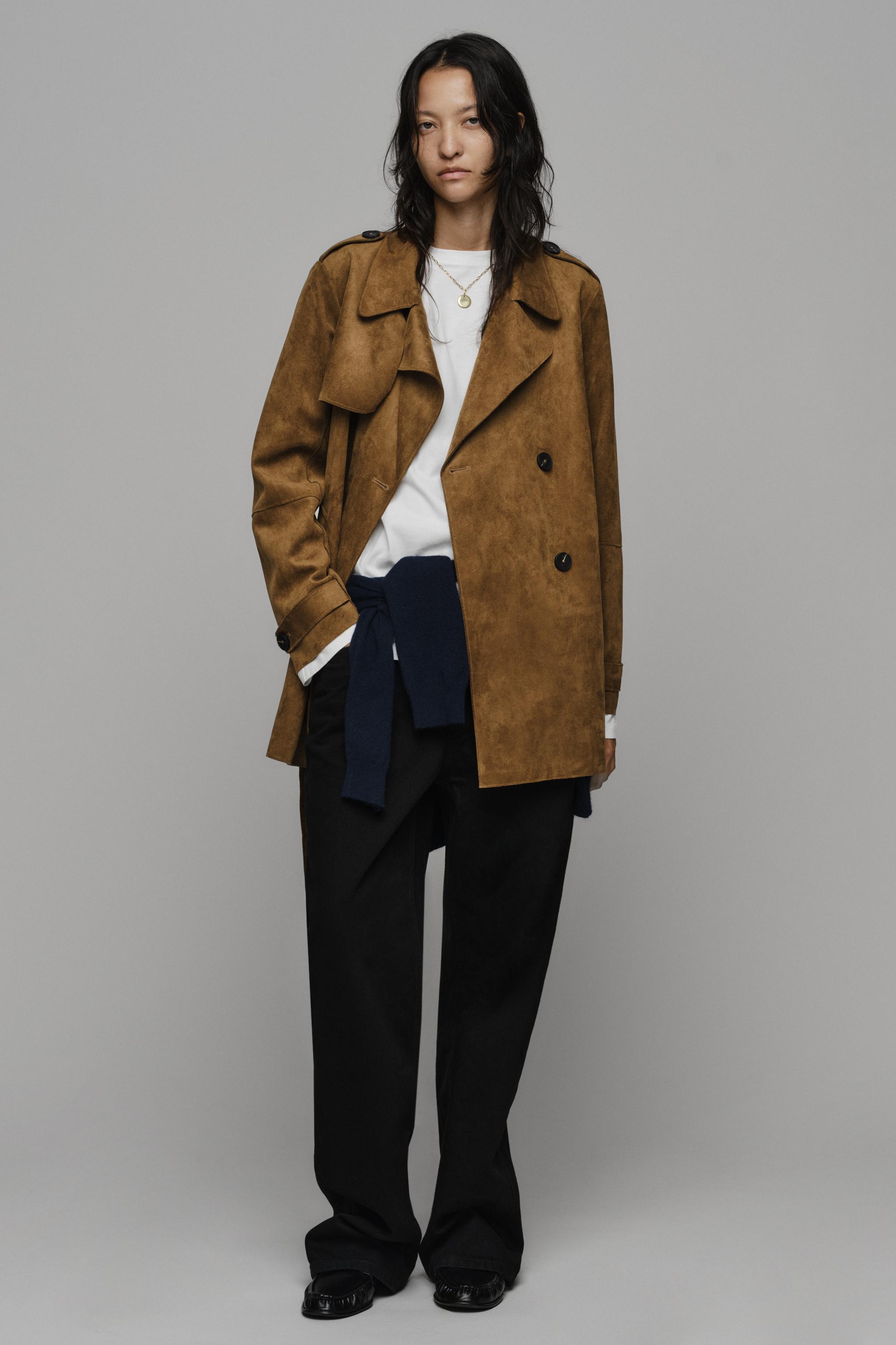 Zara Suni Süet Kemerli Trençkot