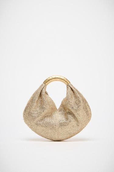 METAL HANDLE HANDBAG - Golden by Zara