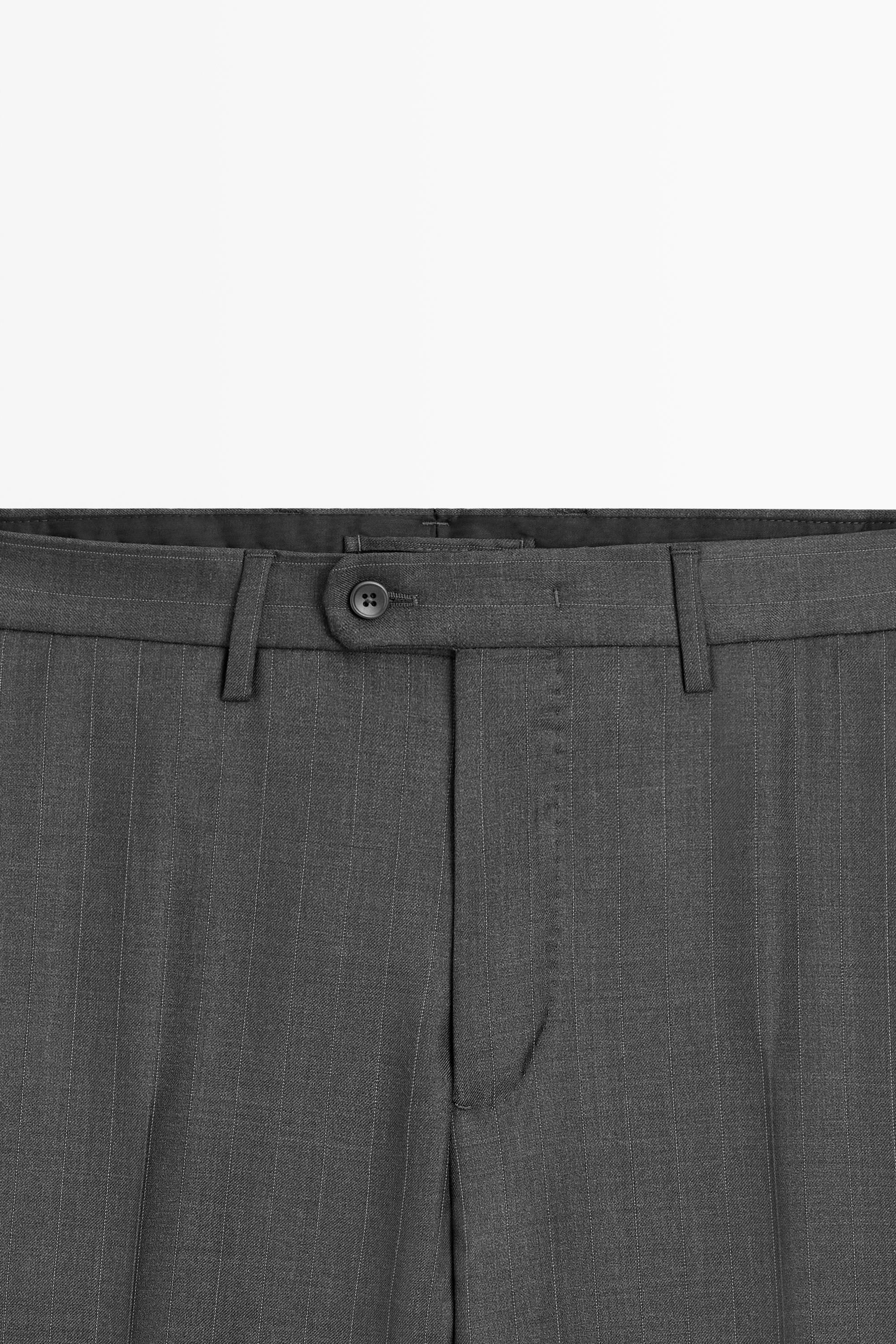 100% wool striped suit trousers