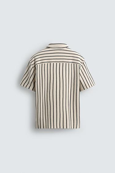 CHEMISE REGULAR FIT STRUCTURÉE - Écru / Noir de Zara - Image 7