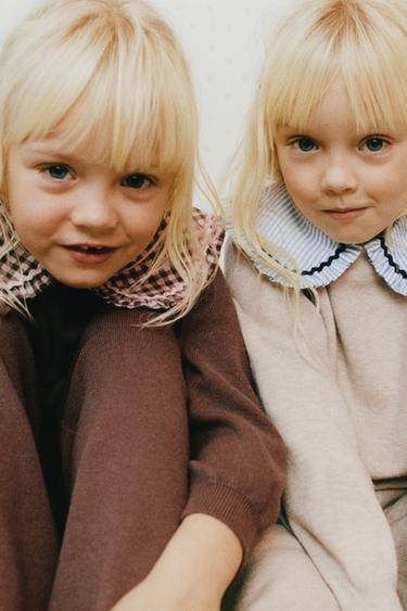 STRIPED KNIT JUMPER WITH PETER PAN COLLAR - Beige by Zara