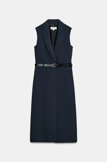 GILET LONG CEINTURE - Bleu marine de Zara - Image 6