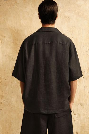 100% LINEN SHIRT - Black by Zara