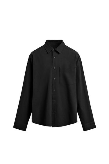 РУБАШКА СТРУЯЩЕГОСЯ КРОЯ RELAXED FIT — ЧЕРНЫЙ от Zara