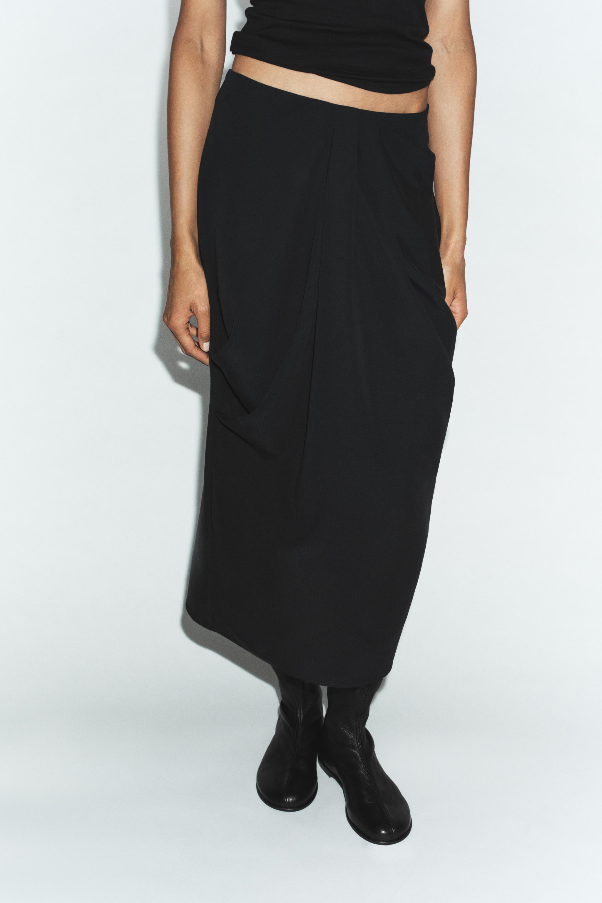 PLEATED MIDI SKIRT - Black | ZARA United States