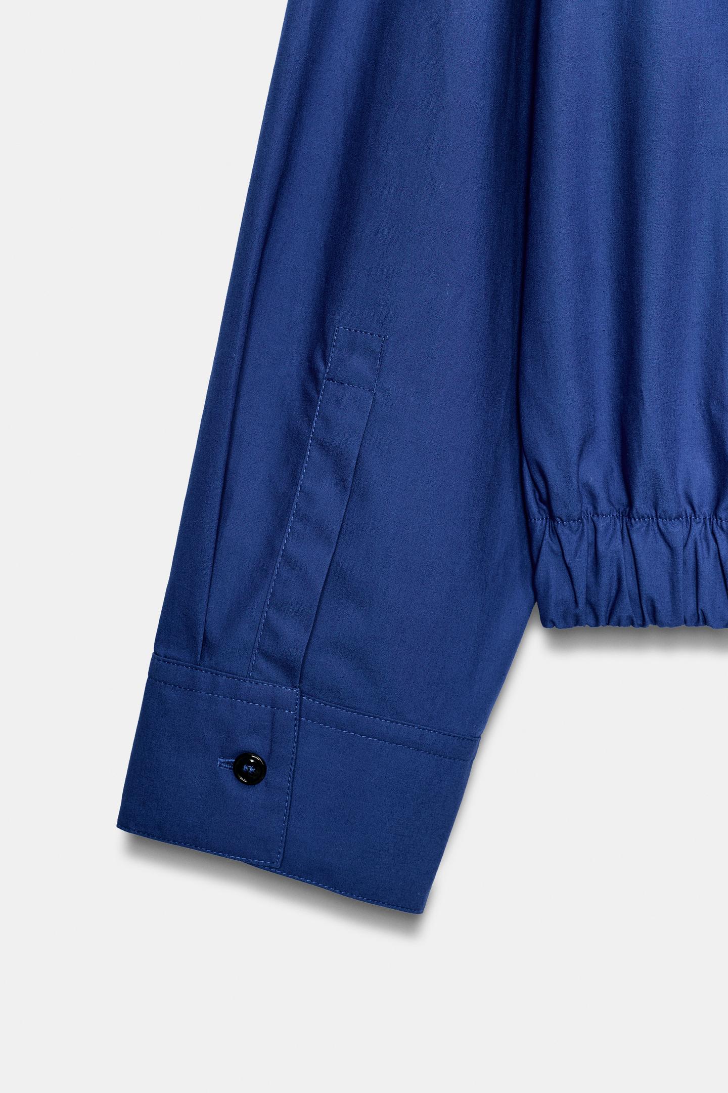 Женская рубашка Zara ZW Collection Poplin, цвет: Синий — фото 8
