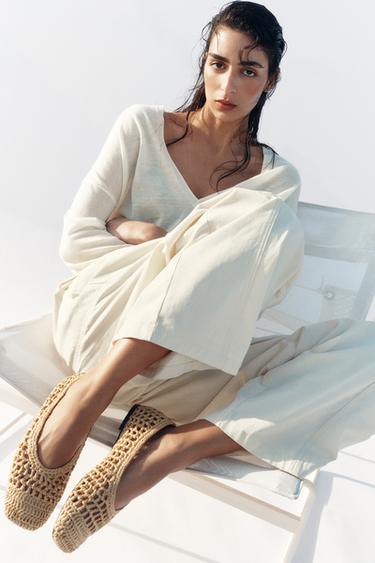 BALLERINES TRESSÉES AJOURÉES - Beige clair de Zara