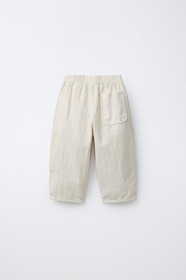 RUSTIC BAGGY TROUSERS WITH PATCHES - Ecru by Zara