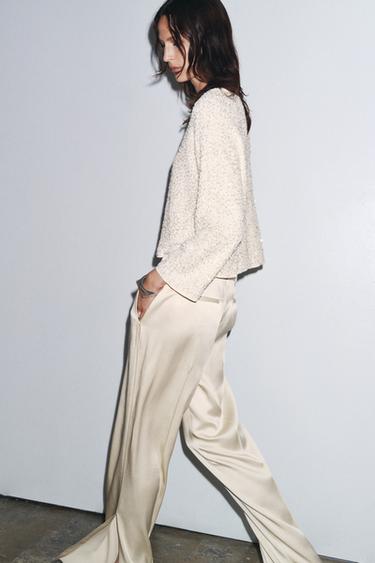 SEQUIN KNIT CARDIGAN - Ecru by Zara - Image 4