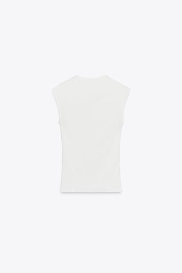 STRETCH RIB T-SHIRT - White by Zara - Image 4