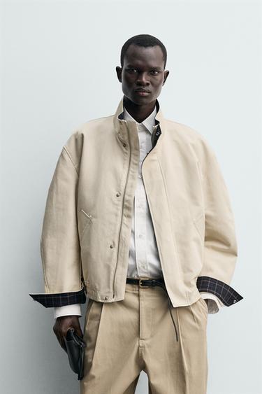 CAZADORA CUELLO CONTRASTE - Crema de Zara