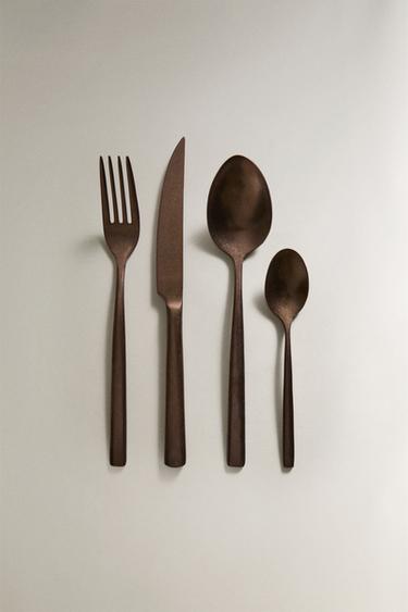 4-PIECE VINTAGE STEEL CUTLERY SET - Copper by Zara - Image 0