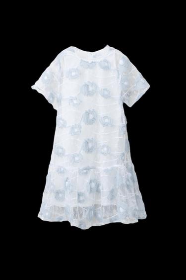 VESTIDO TUL BORDADOS - Azul / Blanco de Zara