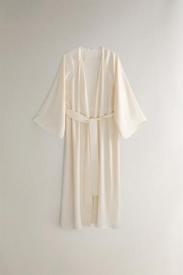 ROBE DE CHAMBRE SOIE BEIGE - Écru de Zara - Image 1