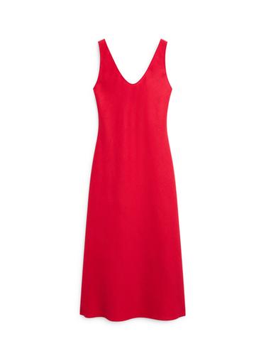 Zara Strappy linen midi dress - Red