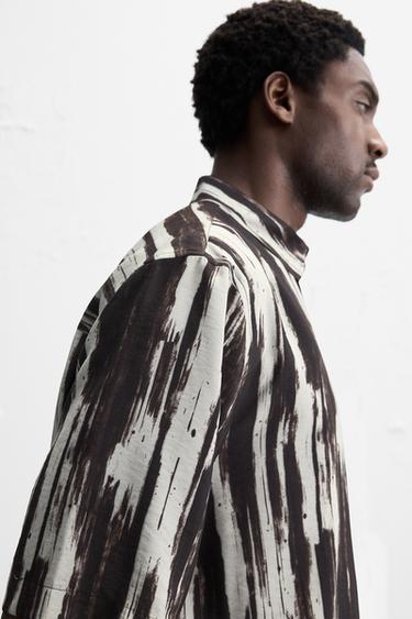ABSTRACT PRINT SHIRT - Black / White by Zara - Image 4