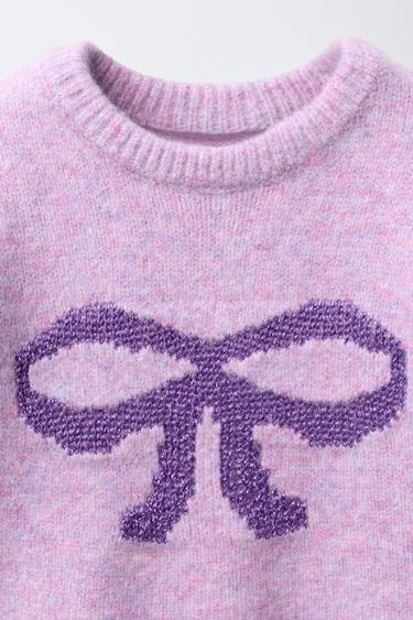 PULL EN MAILLE NŒUD BRILLANT AVEC LAINE - Lilas clair de Zara - Image 2