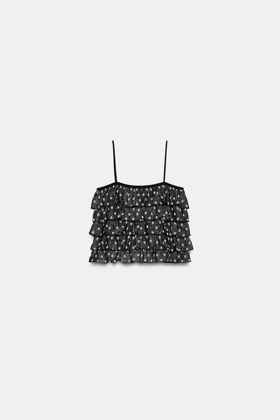 DOTS RUFFLES TOP - Black / White by Zara - Image 0