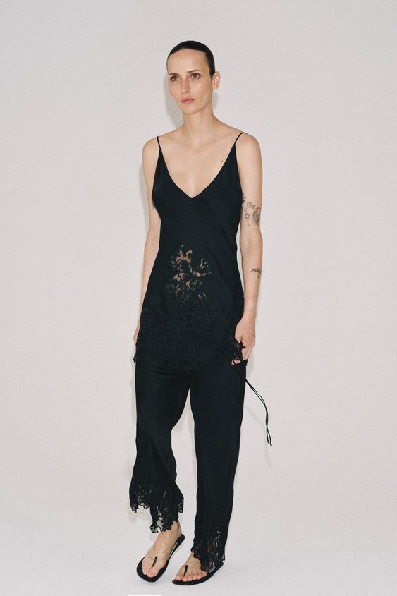 ZW COLLECTION EMBROIDERED SATIN EFFECT TOP from Zara - $79.90