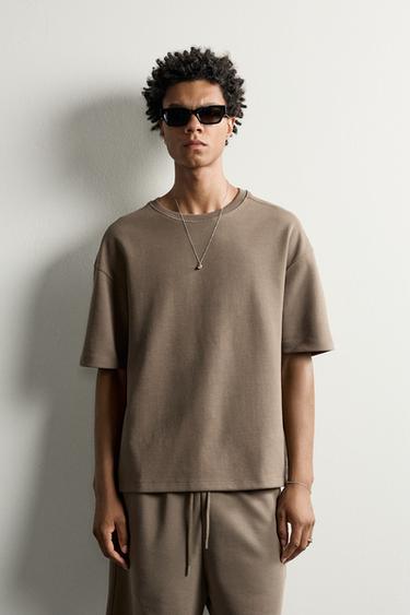 Zara RELAXED FIT INTERLOCK SWEATSHIRT - Brown