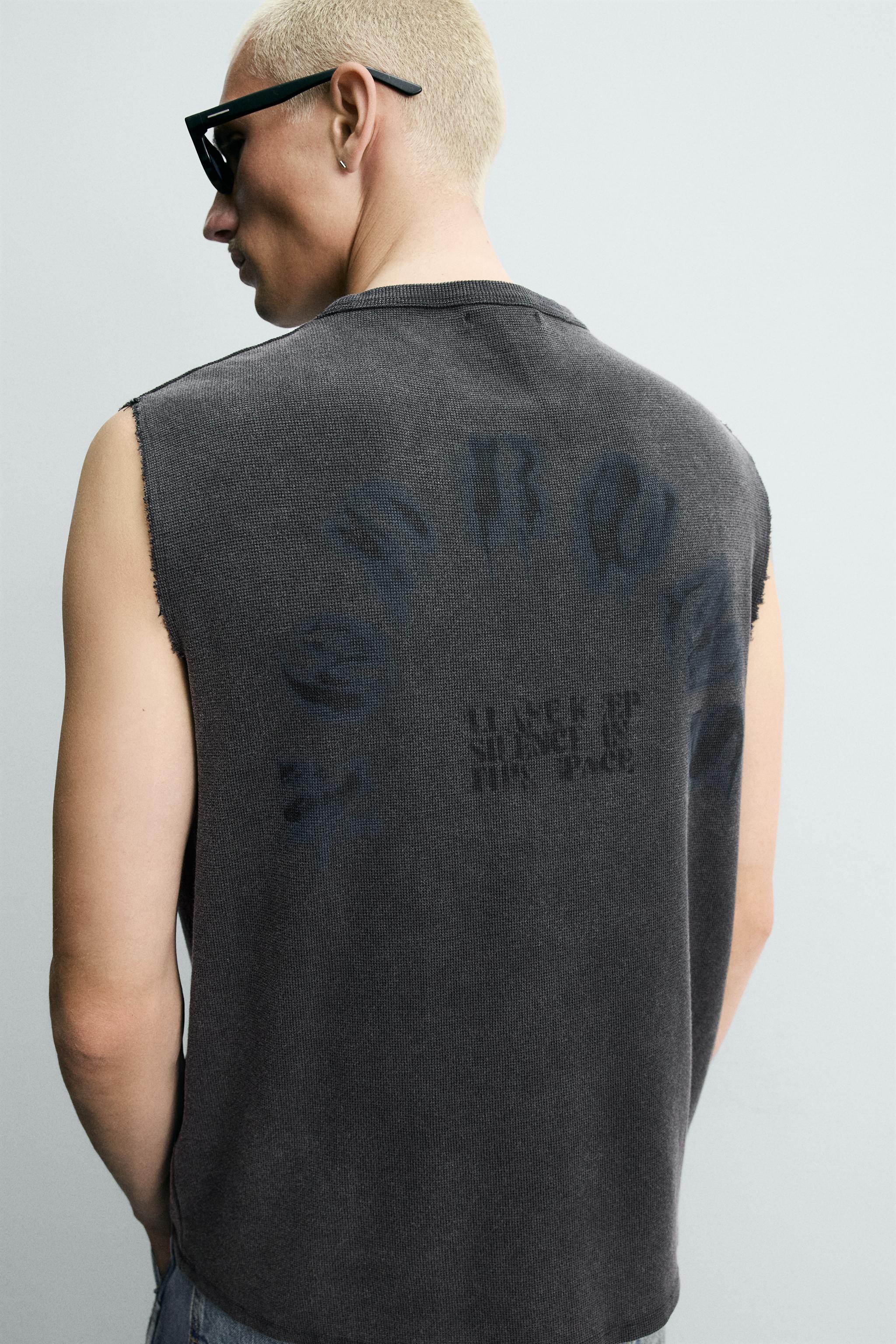 WASHED PRINT KNIT TANK TOP