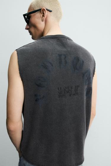 WASHED PRINT KNIT TANK TOP - Black by Zara - Image 4