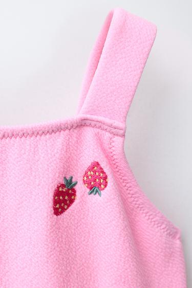 2-6 ANS/ MAILLOT DE BAIN ENTIER FRAISES BRODÉES - Fuchsia de Zara - Image 2